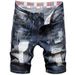 Men's summer new style ripped denim shorts, casual, personalized, straight, loose, five-point pants, trendy paint style_mkmklike.com