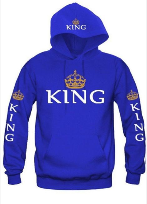 Couple wear QUEEN KING printed hooded long-sleeved couple wear sweatshirt for men and women_mkmklike.com