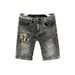 Men's Summer Printed Denim Shorts Slim Fit Mid-Length Casual Breeches Trendy Elastic Thin Pants_mkmklike.com