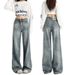 Women's High-Waisted Wide Leg Jeans Loose Fit Relaxed Style Slightly Flared Floor-Length Retro Denim for Spring Autumn_mkmklike.com