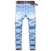 Men's Clothing Stretch Black Jeans Motorcycle Style Patchwork Loose Fit Straight Leg Denim Mid Waist Long Cotton Non-Stretch Machine Washable_mkmklike.com