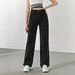High Waisted Slimming Wide Leg Denim Jeans Rhinestone Embellished Women's Style Spring Autumn Instagram Worthy_mkmklike.com
