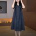 ELLE Denim For Women Summer New Fashion Plus Size Slimming Loose Belly Covering Casual Elegant Shirt Dress_mkmklike.com