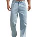 Men's High-Waisted Loose Fit Jeans – Comfortable & Stylish Straight-Leg Denim (Light Blue, S-XXL)_mkmklike.com