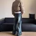 "Women's High-Waisted Wide Leg Jeans - Retro American Letter Print Design, Loose Fit Denim Pants For Casual & Streetwear"_mkmklike.com
