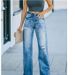 Women's Clothing Mid Waist Straight Leg Mopping Floor Washing Ripped And Torn Denim Trousers_mkmklike.com