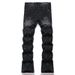 Punk Rock Stretch Jeans – Black Studded & Embroidered Flare Fit (29-38, Gothic Revival, Skinny Tapered Leg, Distressed Cotton, Unisex Streetwear)_mkmklike.com