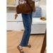 Women's High Waist Stretch Straight Leg Jeans plus Size Slimming Wide Leg Cropped Pants Casual Fashion Pear Shaped Figure_mkmklike.com