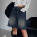 K Vintage Denim Shorts For Women, High Waisted, Loose Fitting, Straight Leg, A-line Wide Leg, Mid Length Shorts, Cropped Pants_mkmklike.com