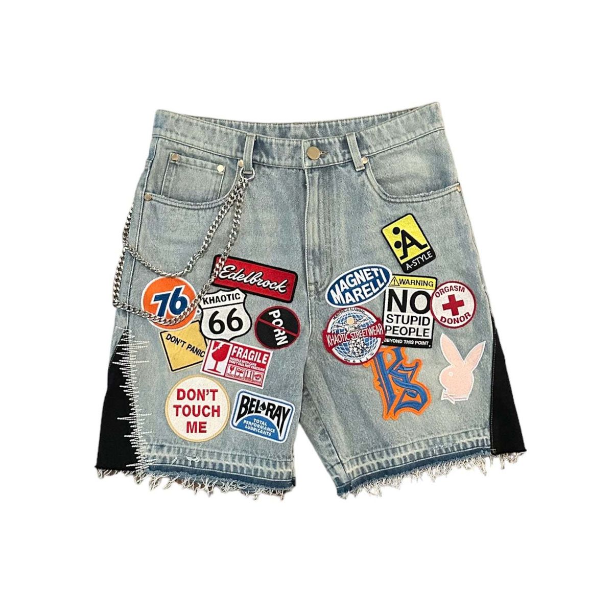 Men's Shorts Youth Trend Personalized Design Fashionable Patchwork Embroidered Waste Earth Style High Street Shorts_mkmklike.com