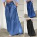 Women's Clothing Elegant Lace Up High Waist Wide Leg Pants Casual Denim Trousers_mkmklike.com