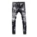 Men's Clothing High Street Fashion Ripped Jeans Distressed Black Grey Washed Paint Printing And Dyeing Slightly Elastic Slim Fit Skinny Jeans_mkmklike.com