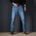 Jeans Men's Straight Slim-fit Large Size Mid-waist Men's Jeans Elastic Simple Business Trousers Men's_mkmklike.com