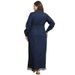 K Plus-size Women's Denim Dress With Fringed Long Sleeves And A Front Opening Dress._mkmklike.com
