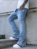 Men's Embroidered US Jeans - Spring Summer Relaxed Bootcut Straight Denim Pants With Whisker Wash_mkmklike.com