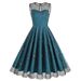 Women's Clothing new round neck sleeveless retro mesh embroidery 50S retro dress _mkmklike.com