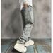 Suitable For All Seasons Trendy Brand Design Cross American High Street Jacquard Youth Men's Jeans Loose Straight Fit_mkmklike.com