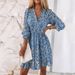 Women's Clothing Mid length Dress Waist Pullover Bohemian Printed Short Sleeve Fragmented Flower Dress_mkmklike.com