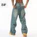 EF JEANS | 2024 New American Personality Retro Old Gradual Change Loose Wide Leg Jeans Men Old Green_mkmklike.com