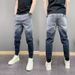 Men's Gradient Color Slim Fit Jogger Harem Pants Casual Dad Jeans Elastic Waist Blue Long Polyester Slight Stretch_mkmklike.com