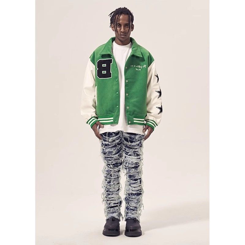 Men's Clothing Retro Destruction Scratched Distressed Washed Slim Fit Hip Hop Denim Jeans - Vintage Streetwear High Waisted Straight Leg Pants_mkmklike.com