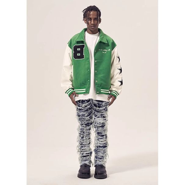 Men's Clothing Retro Destruction Scratched Distressed Washed Slim Fit Hip Hop Denim Jeans - Vintage Streetwear High Waisted Straight Leg Pants_mkmklike.com