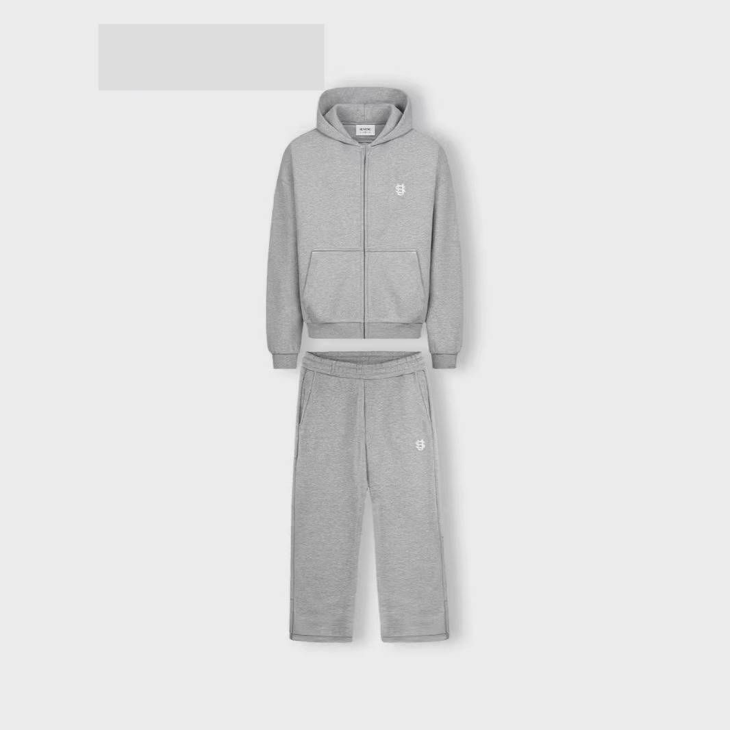 Men's Hip-Hop Hoodie And Jogger Set - Cotton Blend Casual Streetwear Two-Piece Outfit For Fall Winter (Gray, S-Xxl)_mkmklike.com