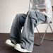 American High Street Vintage Washed Wide Leg Jeans, Men's Loose Straight Cargo Pocket Trendy Casual Denim Pants_mkmklike.com