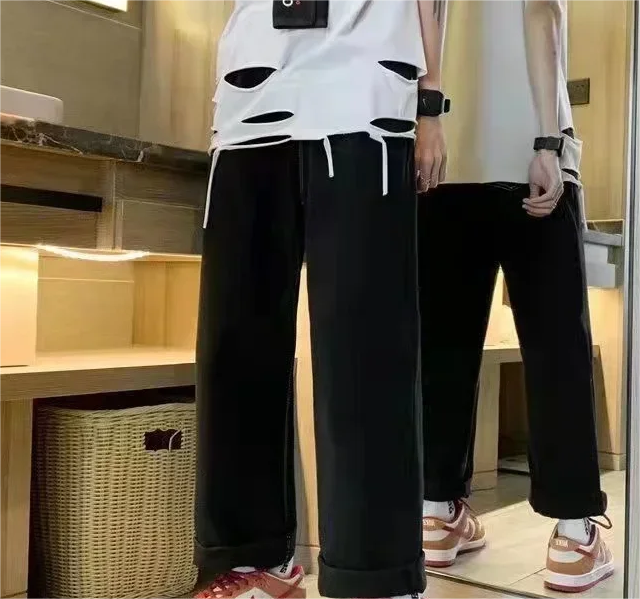 American Pants Hip Hop Streetwear Unisex Casual Y2k Retro Baggy Trendy Cupid Angel Pattern Men Women Straight Leg Jeans_mkmklike.com