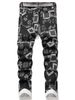 Men's Printed Denim Jeans – Comfort Stretch Cotton | Trendy Streetwear Pants With Artistic Wash (30-40)_mkmklike.com