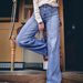 Fashionable European And American Cross-border Solid Color High-waisted Pleated Vintage Denim Flared Pants, New Summer_mkmklike.com