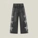 Men's Streetwear Star Patch Jeans – Relaxed Straight-Leg Baggy Pants With Vintage Wash_mkmklike.com
