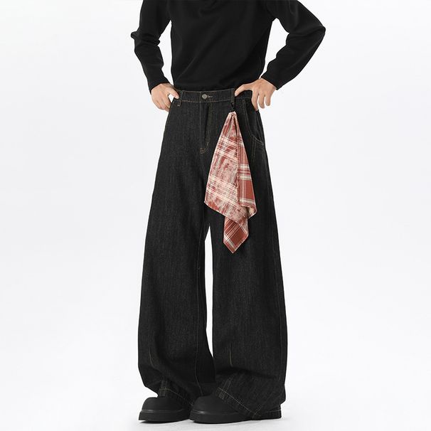 Men's Baggy Jeans With A Vintage American Style, High-end Feel, Loose Casual Silhouette, Vatile Washed Wide-leg_mkmklike.com