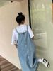 K Women's New Retro Loose Mid-Length Denim Strap Dress For Hip Hiding_mkmklike.com