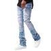 Men's Clothing New Men's Denim Straight Pants Fashion Ins Popular Stretch Patch Denim Straight Pants_mkmklike.com