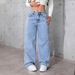 2025 Summer New Cross-Border American Retro Drapey Jeans For Women, High-Waisted, Wide-Leg, Loose, Straight-Leg Long_mkmklike.com