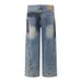 Spray Paint Dirty Wide-Leg Jeans Street Fashion Punk Men's Loose Design Deconstructed Patchwork Ripped Straight Long_mkmklike.com