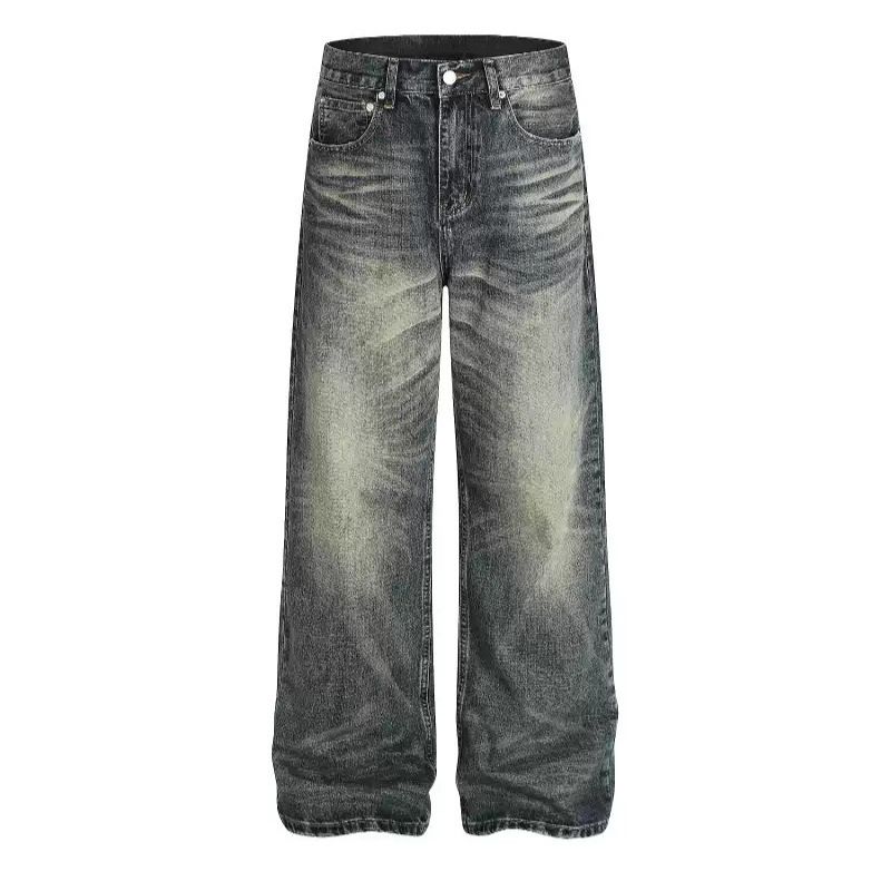 Men's Clothing Men’s Vintage Washed Straight-Leg Jeans – Distressed & Relaxed Fit, Clean Aesthetic_mkmklike.com