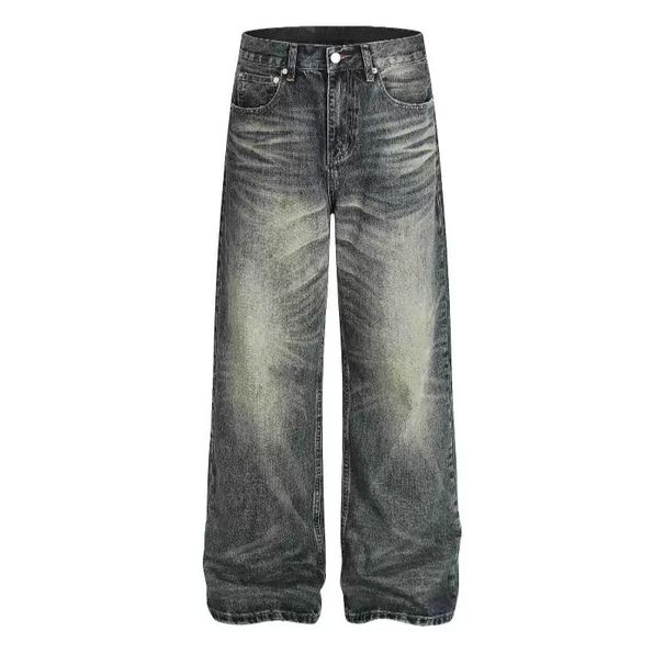 Men's Clothing Men’s Vintage Washed Straight-Leg Jeans – Distressed & Relaxed Fit, Clean Aesthetic_mkmklike.com