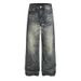 Unisex Vintage Washed Straight-Leg Jeans – Distressed Cat Whisker & Faded Details For Retro Streetwear (XS-XXL, Classic Blue)_mkmklike.com