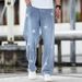 Men's Five-Pointed Star Denim Straight Leg Pants American Fashion Wide Leg Street Style Spring New_mkmklike.com