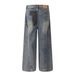 American Style Graffiti Distressed Straight-Leg Jeans For Men Loose Wide-Leg With Ink-Splattered Design Trendy Dirty_mkmklike.com