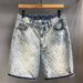 Men's Trendy High Street Jacquard Ripped Denim Shorts Design Niche Loose Straight Retro Five Point Summer Pants_mkmklike.com
