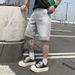 Men's Trendy Straight Leg Denim Shorts Sky Gray Premium Washed Casual Five Point Loose Fit 2025_mkmklike.com