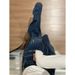 Petite Women's American Retro Distressed Flared Wide-leg Jeans, Loose High-waisted Slimming Straight-leg Casual Pants_mkmklike.com