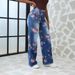 Women's Clothing Women's Trendy Plus Size Wide Leg Pants Autumn Printed Jeans Long Sleeve For Formal & Casual_mkmklike.com