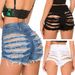 Women's Clothing Denim Shorts Hot Pants Jeans Nightclub Women's Sexy High Waist Holes_mkmklike.com