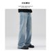 Men's Clothing High Street Light Blue Baggy Jeans Loose Flared Jeans For Men And Women Straight Slim And Versatile_mkmklike.com