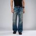 Men's Heavy-Distressed Denim Jeans – Vintage Washed Relaxed Straight Fit With Ripped Details (Blue, S-Xxxl)_mkmklike.com