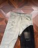 Men's Slim Fit Flared Jeans European American Style Vibe Retro Patchwork Ripped Two Tone Mismatched High Street Style_mkmklike.com